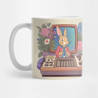 Video Gamer Cute Bunny Girl with Florals Flemish Giant Video Gamer Girlfriend Mug